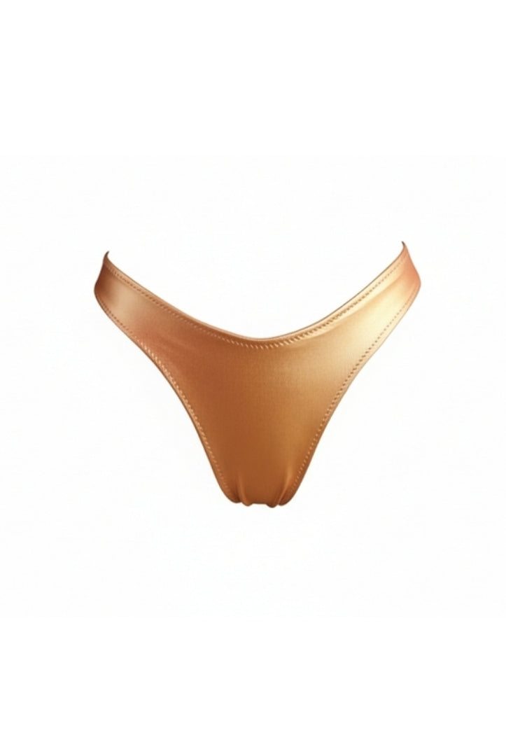 Braguita bikini cobre metalizado de corte alto, colección Lumière