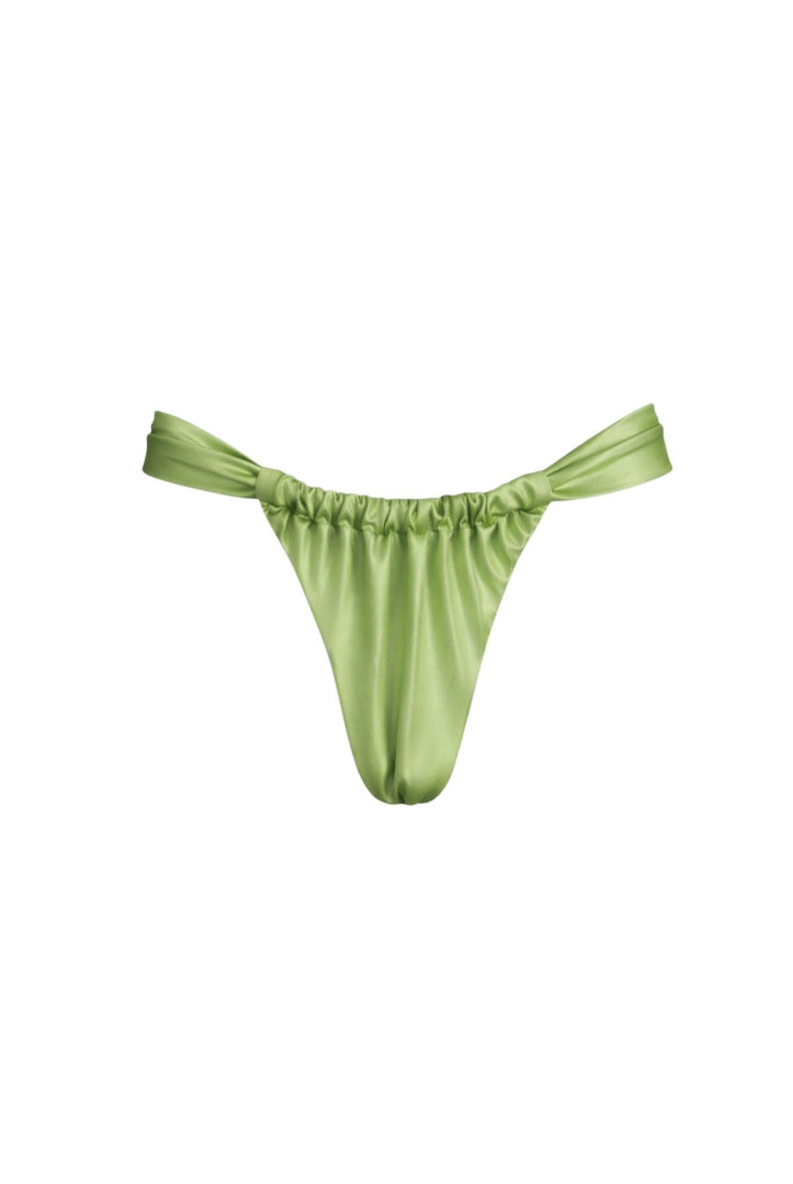 Braguita bikini verde claro metalizado tipo cortina, colección Lumière