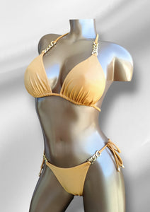 NC-0113 / Bikini dorado mostaza con cadena dorada