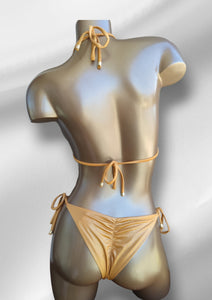 NC-0113 / Bikini dorado mostaza con cadena dorada