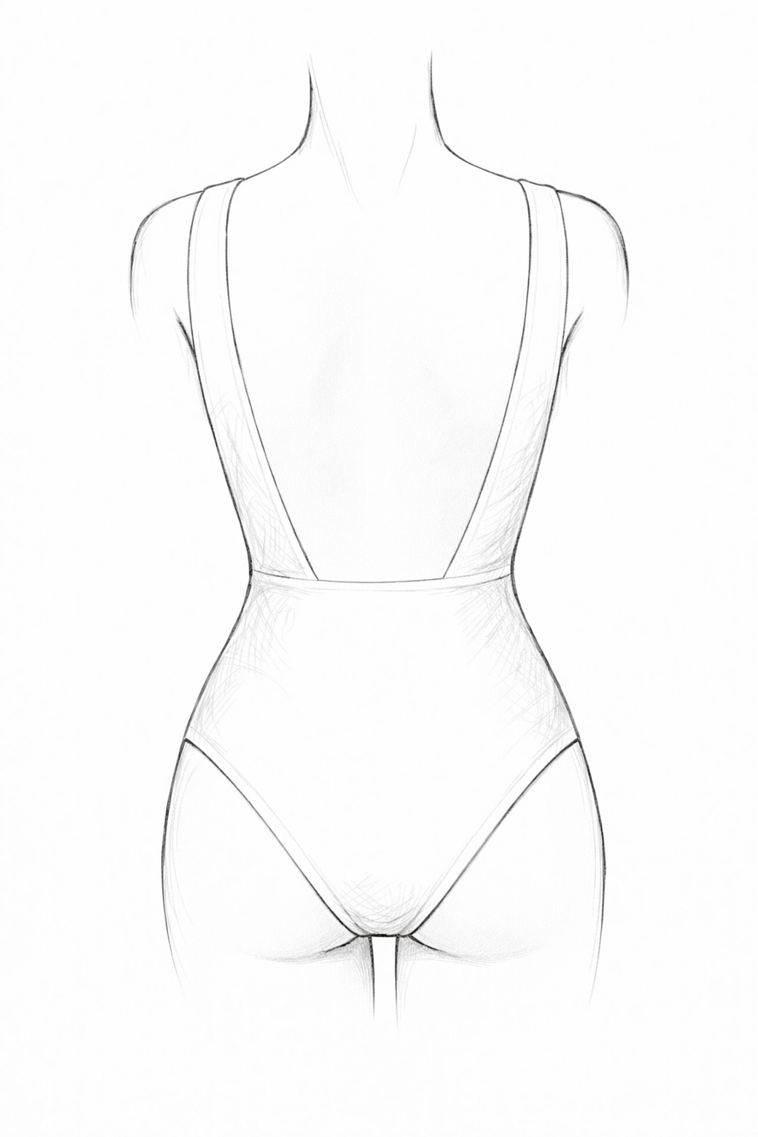 Bañador Kaïa Atelier visto por detrás con escote profundo en la espalda y cobertura clásica, diseño limpio y tirantes anchos