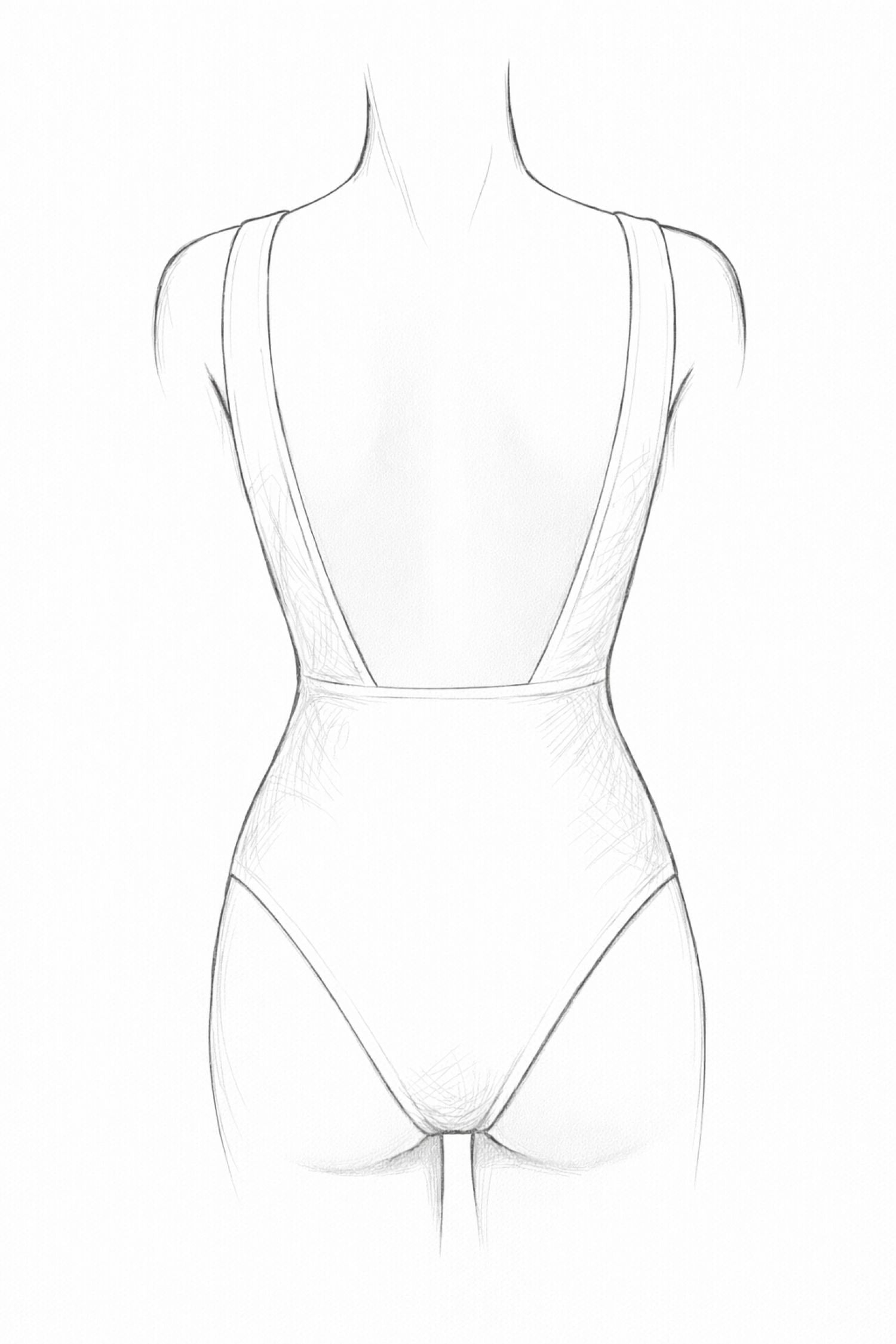 Bañador Kaïa Atelier por detrás con escote profundo, cobertura brasileña que estiliza la silueta