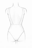 Bañador Kaïa Atelier por detrás con escote profundo, cobertura brasileña que estiliza la silueta