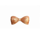 Top bikini bandeau cobre metalizado con fruncido central, colección Lumière