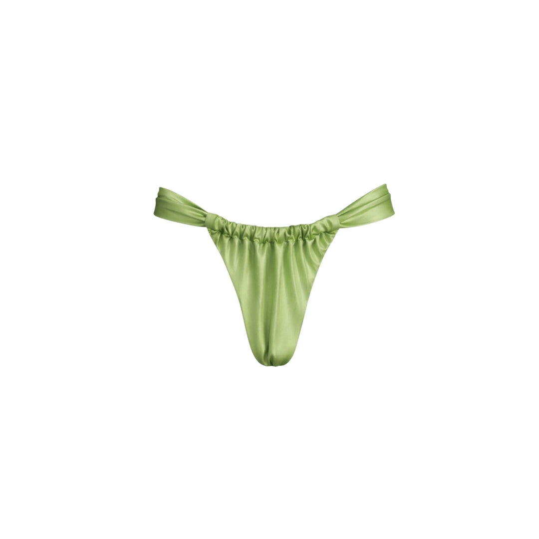 Braguita bikini verde claro metalizado tipo cortina, colección Lumière