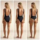 Black swimsuit Kaïa by Nora Chantre back coverage options classic brazilian and tanga